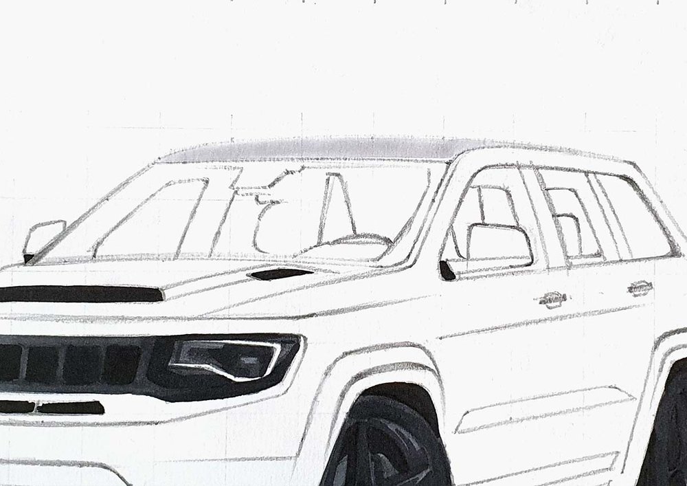 How To Draw A Jeep Grand Cherokee Trackhawk - Simple Step-By-Step Tutorial